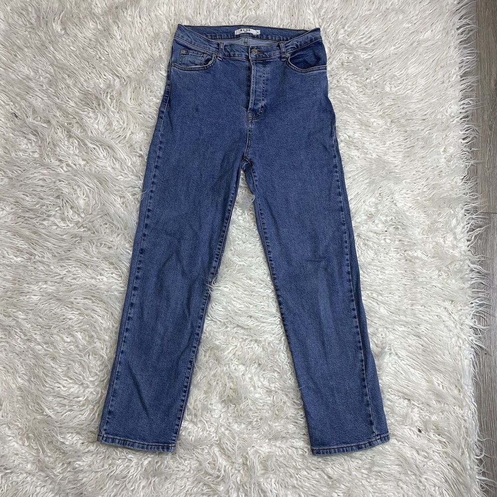 NA-KD Women's High Waist Straight Leg Jeans Size 40 Medium Wash Classic Mom Jean